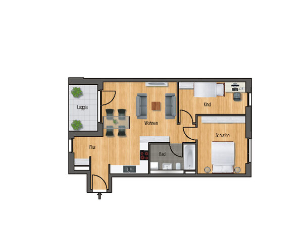 Kompakte und moderne 3-Zimmer-Wohnung!
