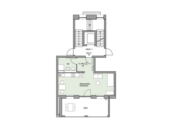 Tolle 1-Zimmer-Wohnung mit großem Balkon - Ideal zur Vermietung!