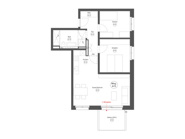 Moderne 3-Zimmer-Wohnung mit Südbalkon